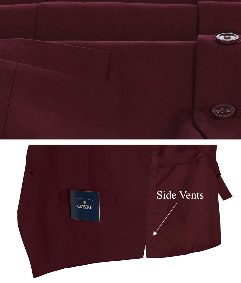 Gioberti Men's Formal Suit Vest Fit for Business or Casual Dress, Burgundy, X-Small - Image 4